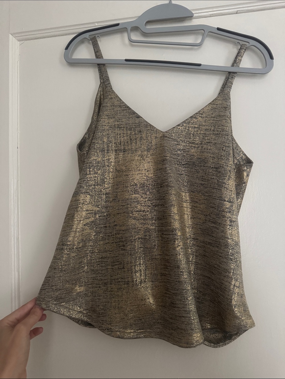 Metallic Gold Draped V-Neck Cami - Picture 2 of 2